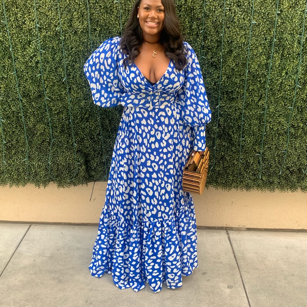 Hanifa Alia Maxi Dress - Blue and White